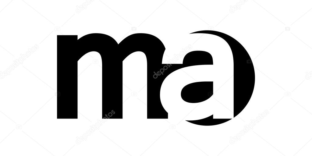 Monogram negative Space Letter Logo ma , m a