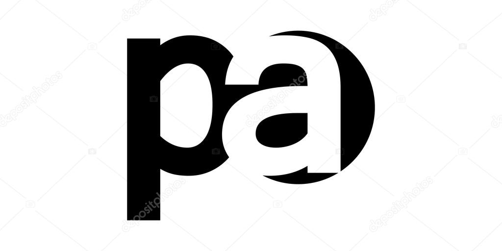 Monogram negative Space Letter Logo pa , p a