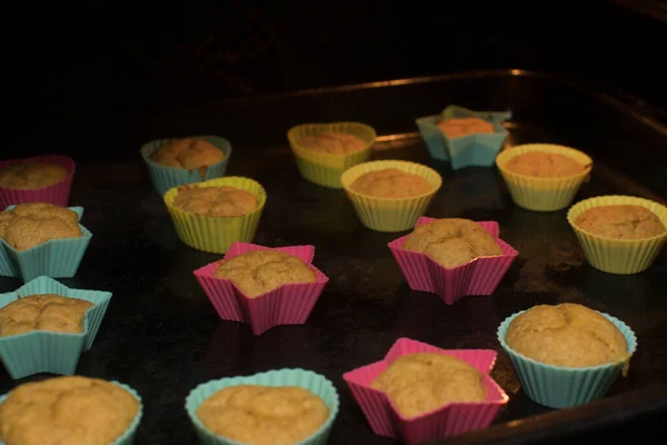 Muffins Frutas Saudáveis Caseiros Feitos Hora Forno — Fotografia de Stock