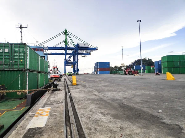 Reis Botsing Voorkomen Van Een Giant Quay Crane Werf Van — Stockfoto