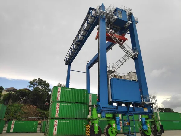 Rubber Tyred Gantry Crane on the yard of Sorong Harbour