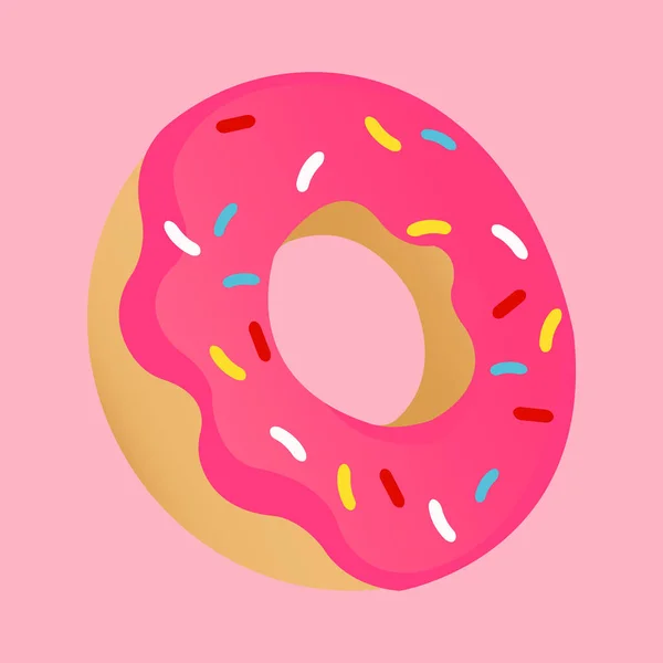 Roze Donut Voedsel Vector Ontwerp — Stockvector