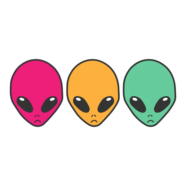 Coloré Alien Tête Mignon — Image vectorielle