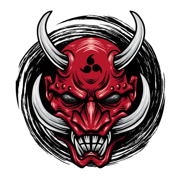 Japonés Rojo Diablo Samurai Diseño — Vector de stock