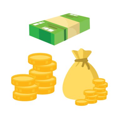 düz vektör banknotları ve paralar