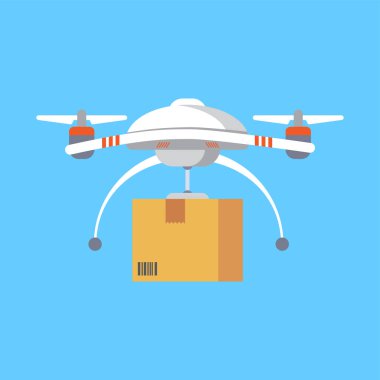 Bir kutu taşıyan vektör drone