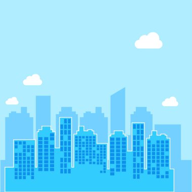 parlak şehir vektörü ve bulutları