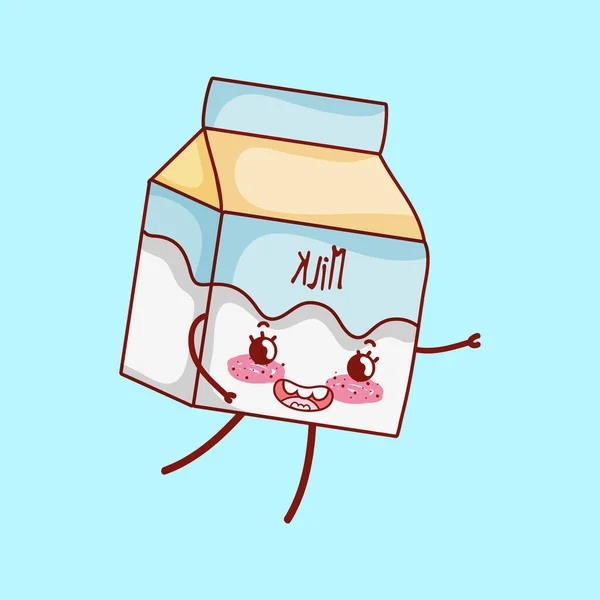 Cute Box Milk Character Vector — Stock vektor