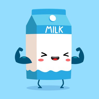 vektör şirin kas kutusu sütü karakteri