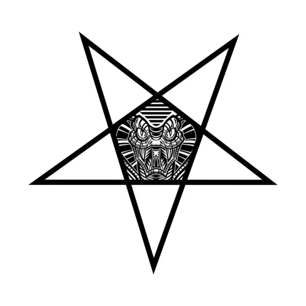 Projeto Símbolo Pentagrama Com Serpente —  Vetores de Stock