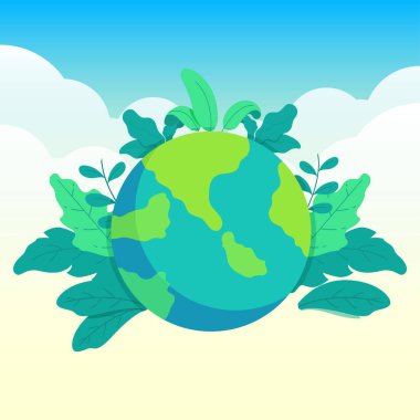 Ağaçlarla dolu yeşil toprak vektörü