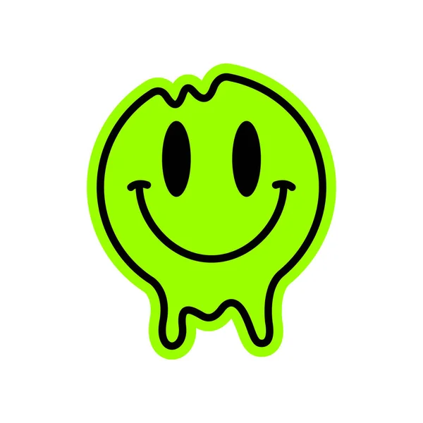 Verde Derretimento Sorriso Emoticon Vetor — Vetor de Stock