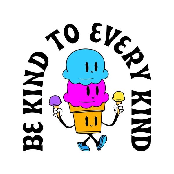 renkli çizgi film dondurma karakter vektörü