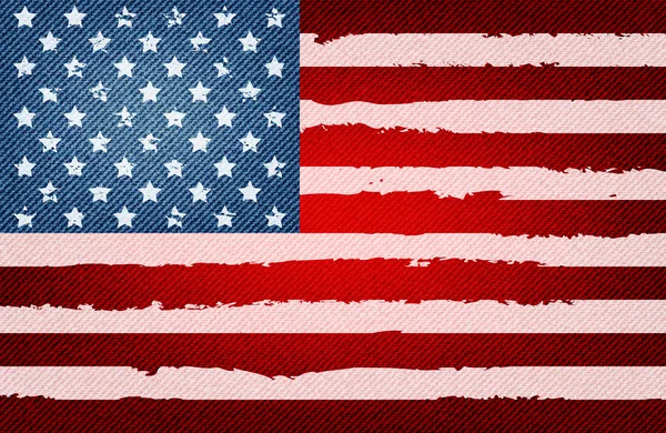 Bandera americana sobre fondo denim — Vector de stock