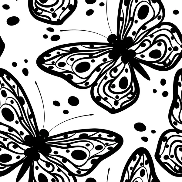 Mariposa hermoso patrón sin costura . — Vector de stock