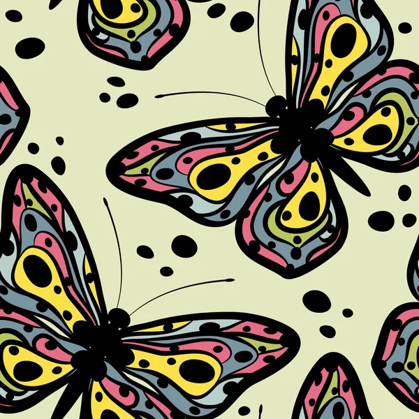 Mariposa hermoso patrón sin costura . — Archivo Imágenes Vectoriales
