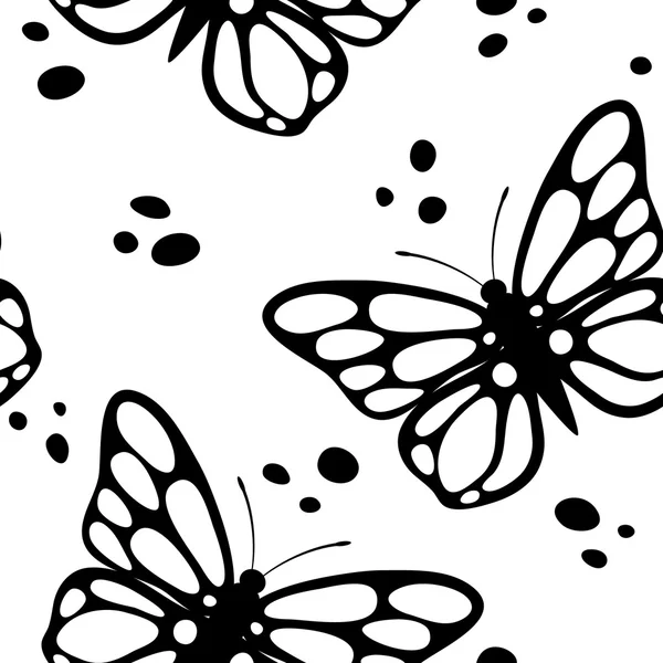 Handgezeichnete Schmetterlinge nahtloses Muster — Stockvektor