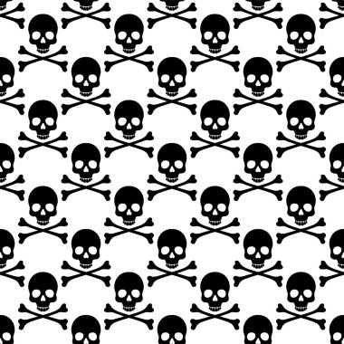 Beyaz arkaplanda kafatasları pürüzsüz desen 