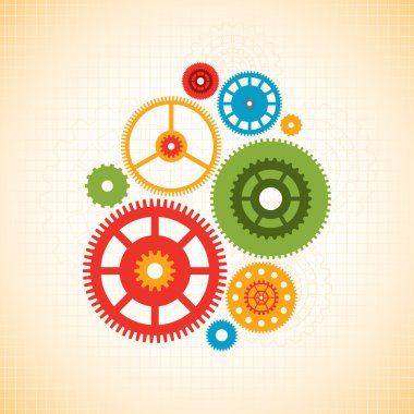 Kağıt arka plan üzerinde cogwheels