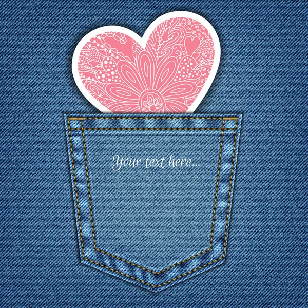 Jeans poche et coeur — Image vectorielle