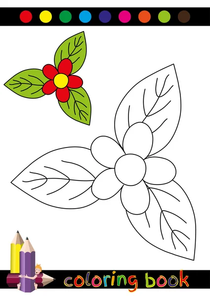 Kleurboek of pagina Cartoon illustratie van grappige bloem voor kinderen — Stockvector