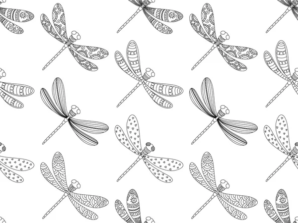 Seamless dragonfly pattern — Stock Vector