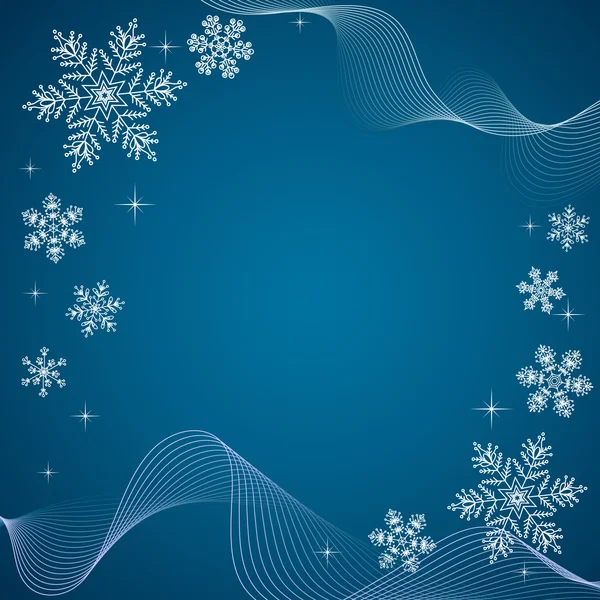 Banner azul con copos de nieve — Vector de stock