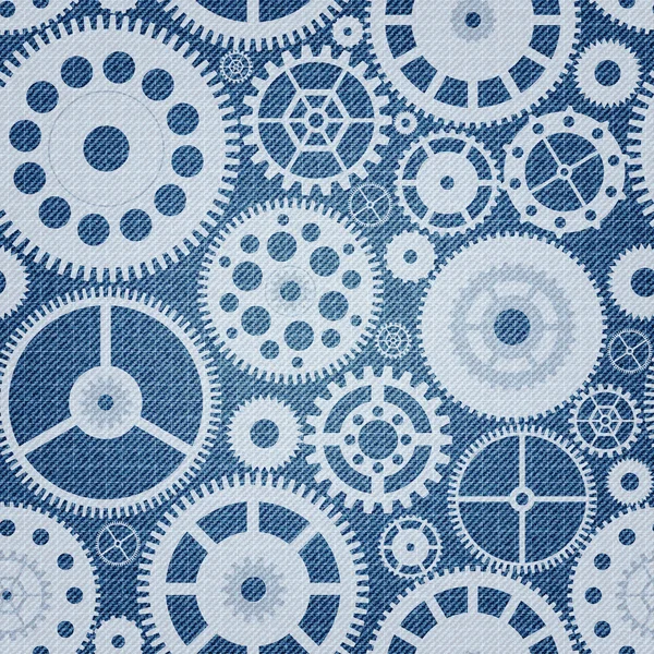 Fond en denim avec roues dentées — Image vectorielle