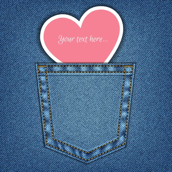 Jeans poche et coeur — Image vectorielle