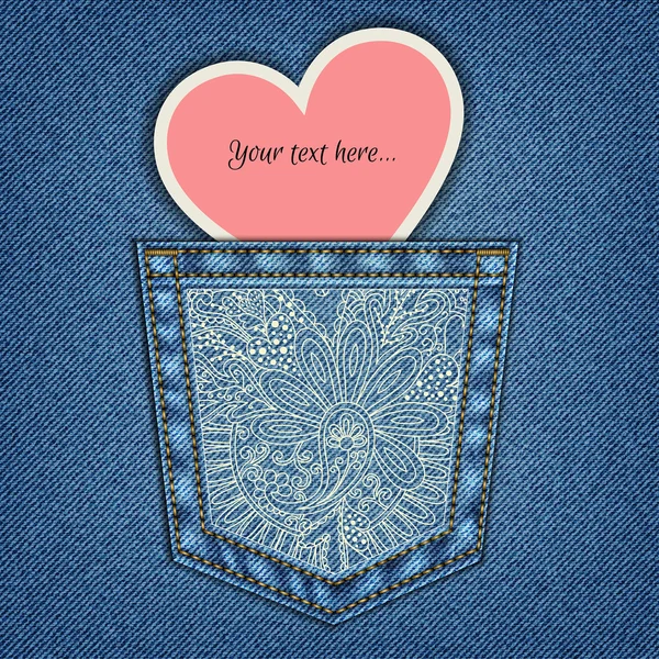 Jeans poche et coeur — Image vectorielle