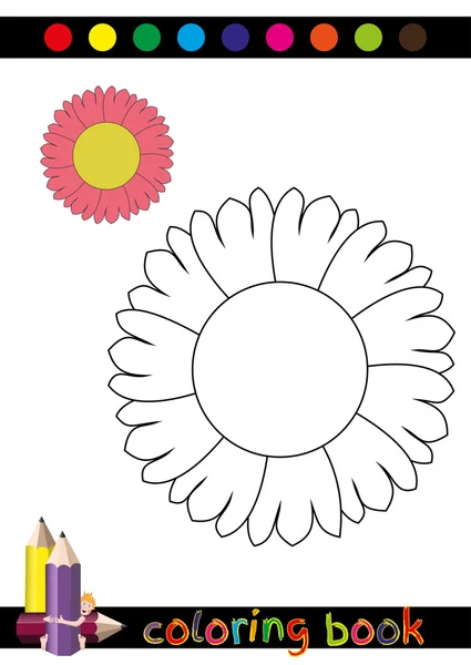 Malbuch oder Cartoon-Illustration lustiger Blume für Kinder — Stockvektor