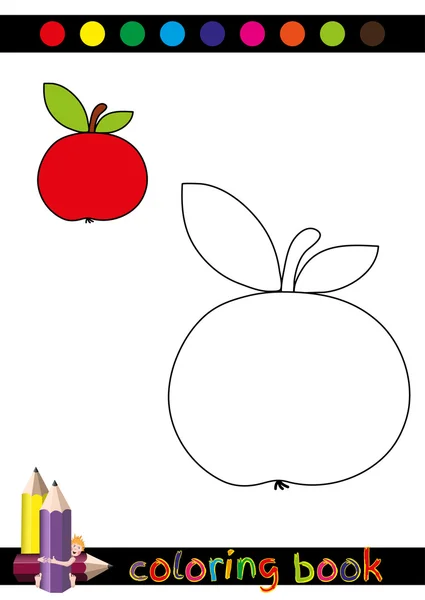 Kleurboek of pagina Cartoon illustratie van grappige Apple voor kinderen — Stockvector