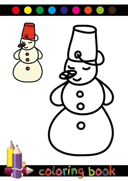 Kleurboek of pagina Cartoon illustratie van grappige Snowman voor kinderen — Stockvector