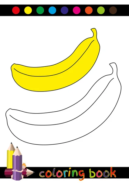 Coloring Book or Page Cartoon Illustration of Funny Banana for Children — Stock Vector