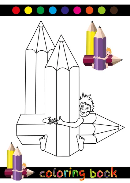 Kleurboek of pagina Cartoon illustratie van grappige potlood voor kinderen — Stockvector