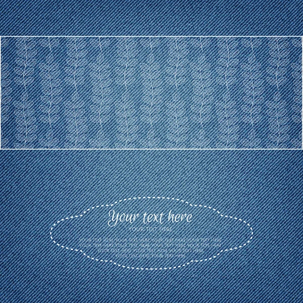 Carte d'invitation en denim avec ornement — Image vectorielle