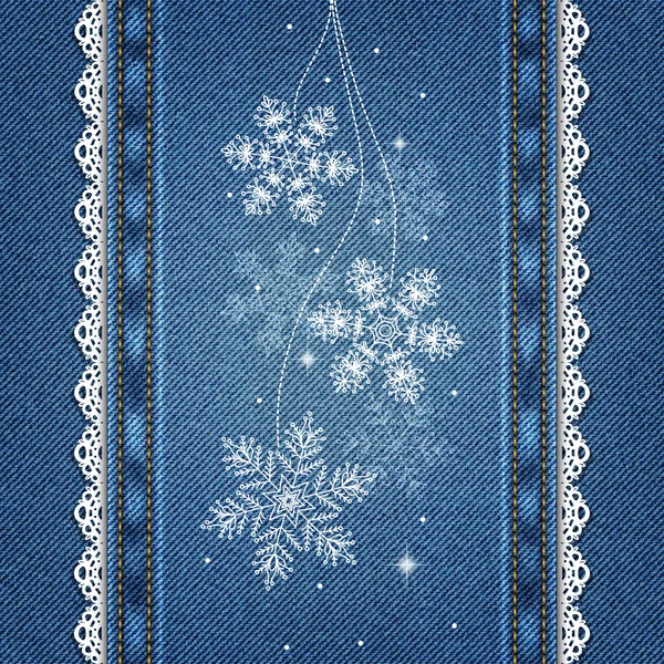 Denim background with snowflakes — Stock Vector