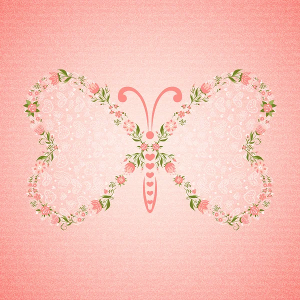 Valentine's Day card. Greeting card with butterfly. — Stock Vector