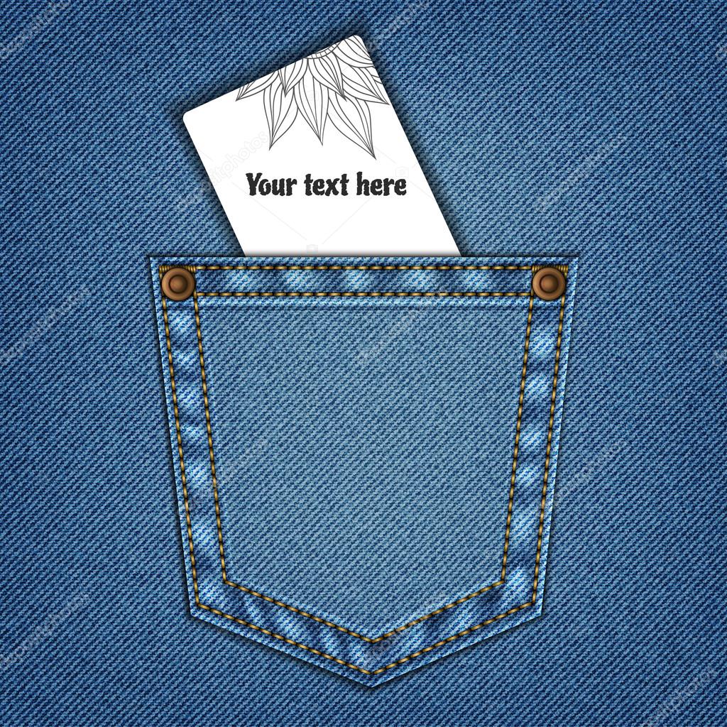 Blue Denim Jeans Pocket Design Details with Rivets and Seams Close Up View.  Classic Fashion Jeans Natural Pattern, Simple Canvas of Empty Dark Blue  Denim Background for Copy Space Template Stock Photo |