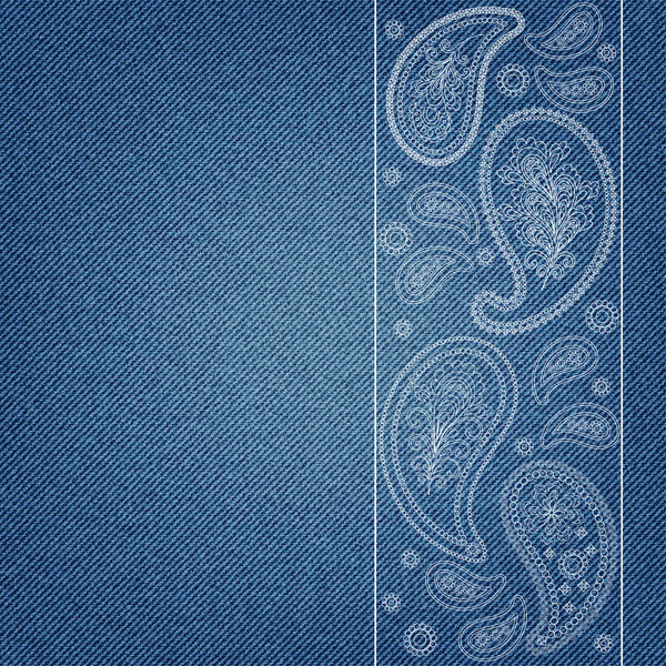 Denim background with ornate paisley pattern