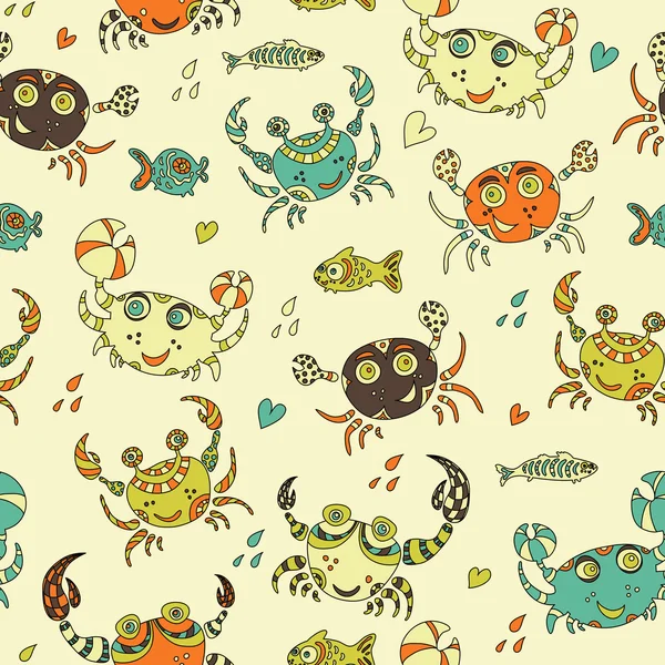 Seamless crab pattern — Stock Vector