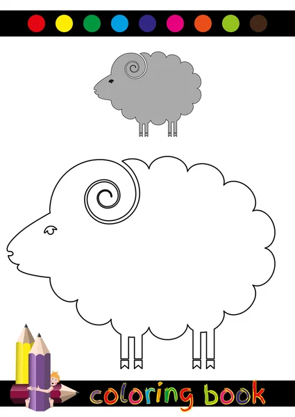 Libro da colorare o pagina illustrazione del fumetto di pecore divertenti per i bambini — Vettoriale Stock
