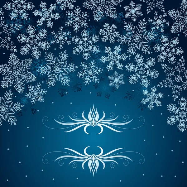 Banner azul con copos de nieve — Vector de stock