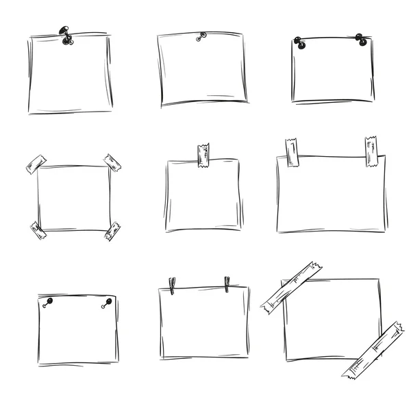 Serie di appunti di carta disegnati a mano — Vettoriale Stock
