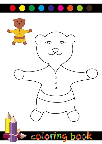 Libro para colorear o ilustración de dibujos animados de página de oso divertido para niños — Vector de stock