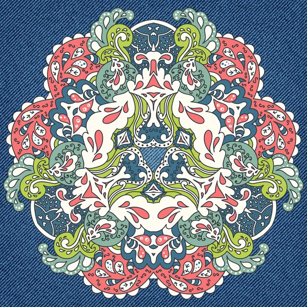 Fondo de mezclilla con patrón floral adornado — Archivo Imágenes Vectoriales