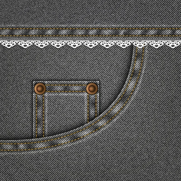 Джинсы карман с кружевом — стоковый вектор