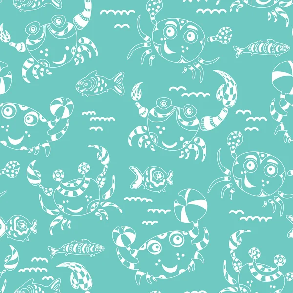 Seamless crab pattern — Stock Vector