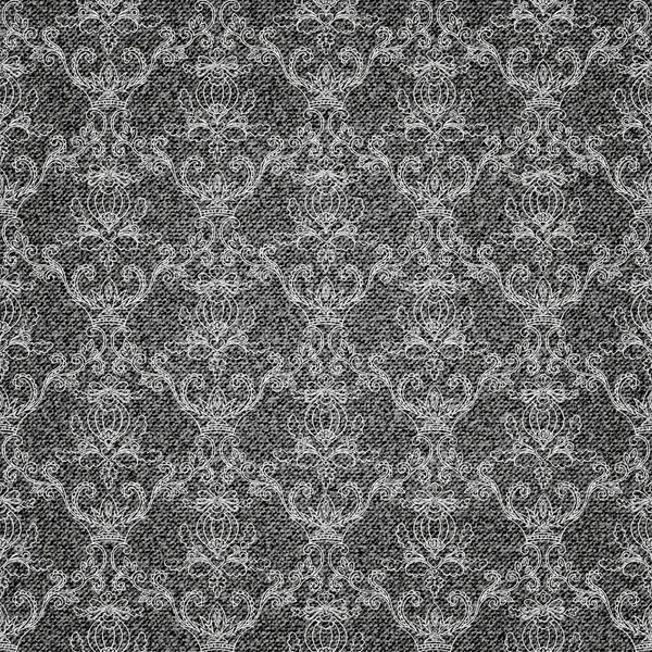 Denim background with ornate floral pattern — Stock Vector
