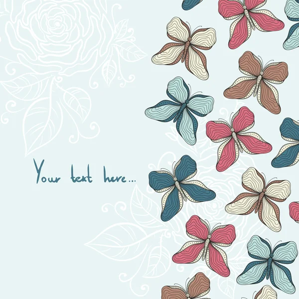 Tarjeta de felicitación con mariposas y lugar para su texto . — Vector de stock